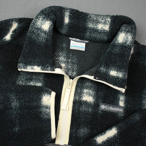 Columbia Fleece Pullover Jacket Men's XL Plaid Pattern Quarter Zip - Picture 1 of 10